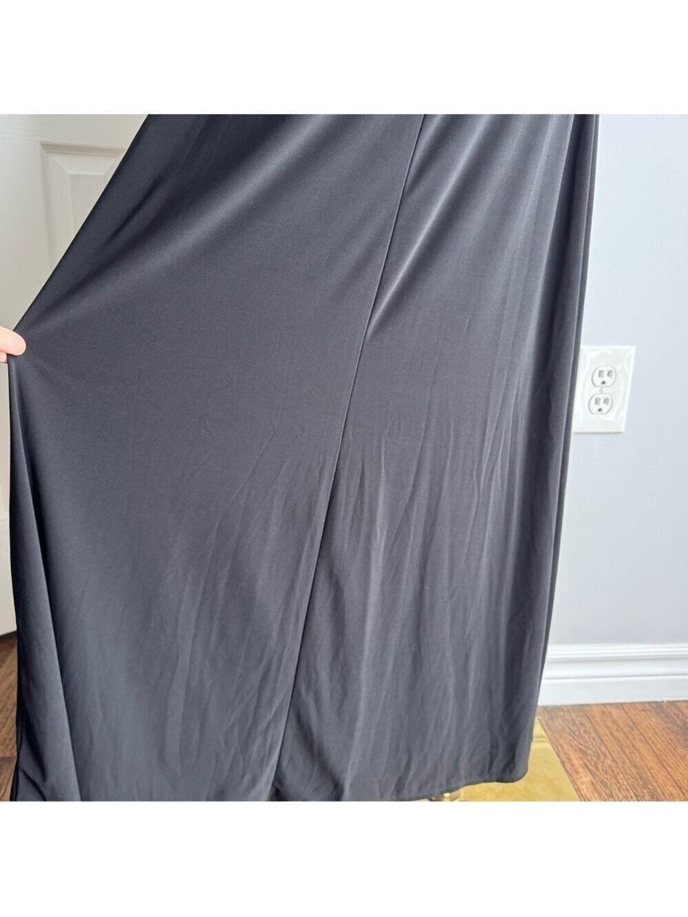 Black Beaded Maxi Dress Sz 2 XS Sleeveless V-Neck Boho Glam Evening Gown Party - Picture 12 of 15